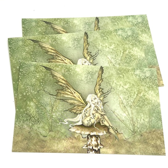 2004 Amy Brown Unicorn Fairies Dragon Stationary Card Envelope Set in Tin combo - Picture 11 of 16